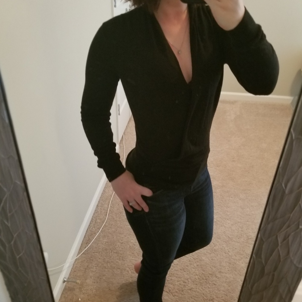 ❤ H&M Open Front Drape Longsleeve Knit Blouse - Picture 2 of 4